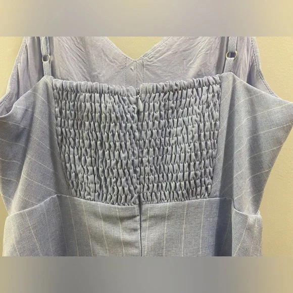 Lulus Shoreline Stripes Light Blue Striped Spaghetti strap Skater Dress NWT - Picture 4 of 6